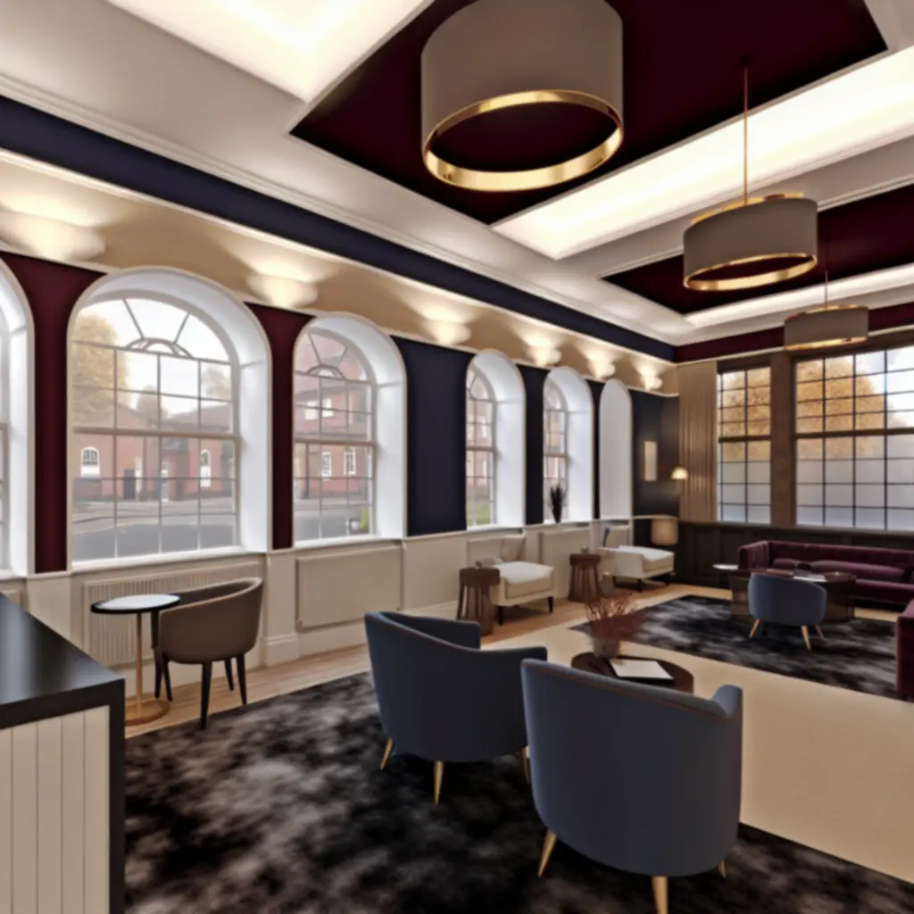 Elegant British real estate office interior at TIPP TOPP HOMES LTD