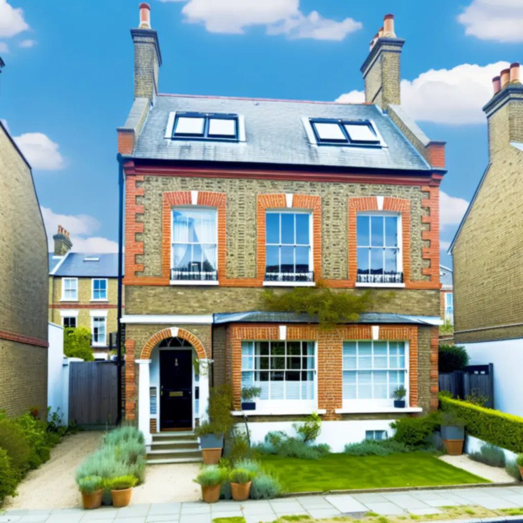 Elegant British townhouses on a residential street