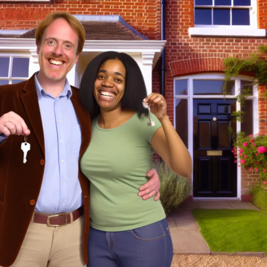 Happy UK homeowners celebrating a successful property move