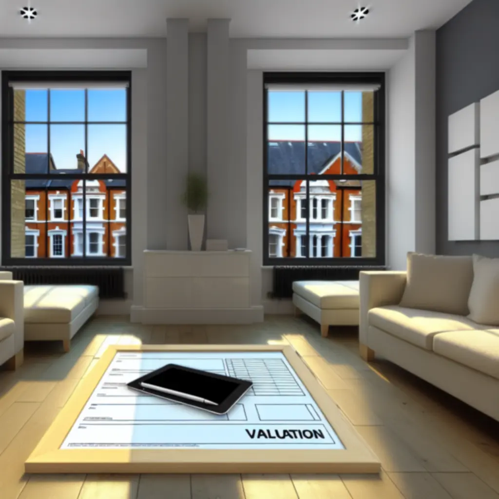 Bright British apartment lounge prepared for property valuation